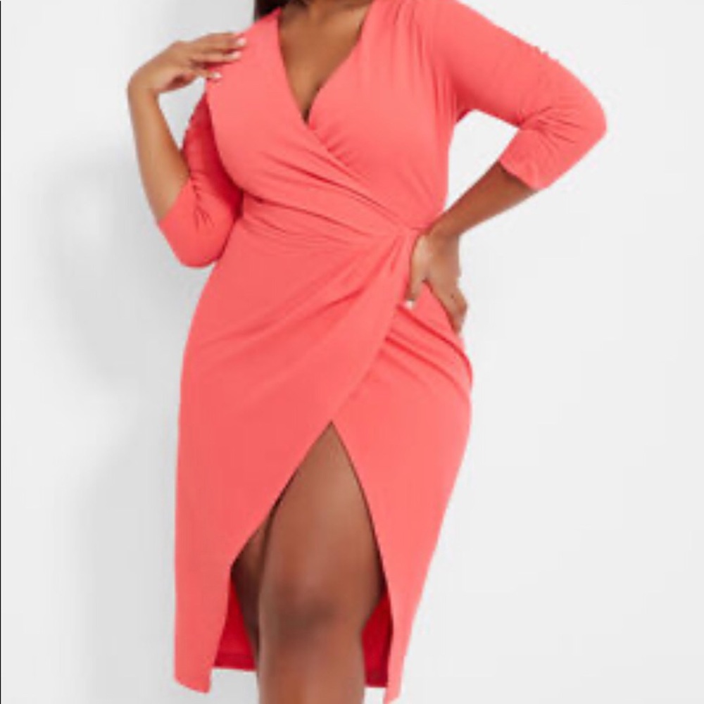 Ashley Stewart Camellia Rose Faux Wrap Dress